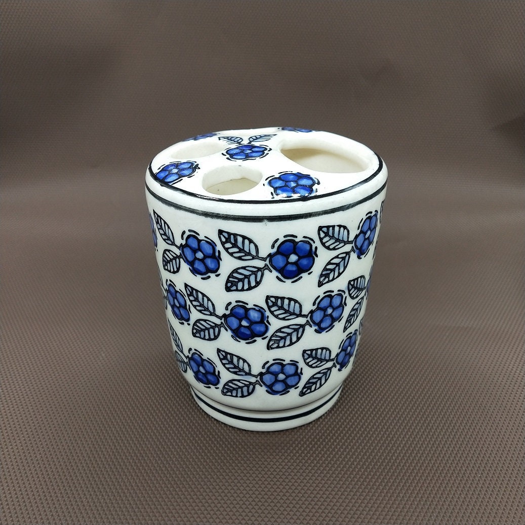 3 Holes Ceramic Hand Painted Tooth Brush Holder / Razor Holder - Etsy