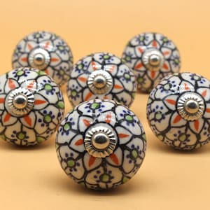 Brilliantly Hand Painted Ceramic knobs / Ceramic Drawer Pulls / Cabinet Knobs/ Kitchen Cabinet Door Handles / Cupboard Knobs