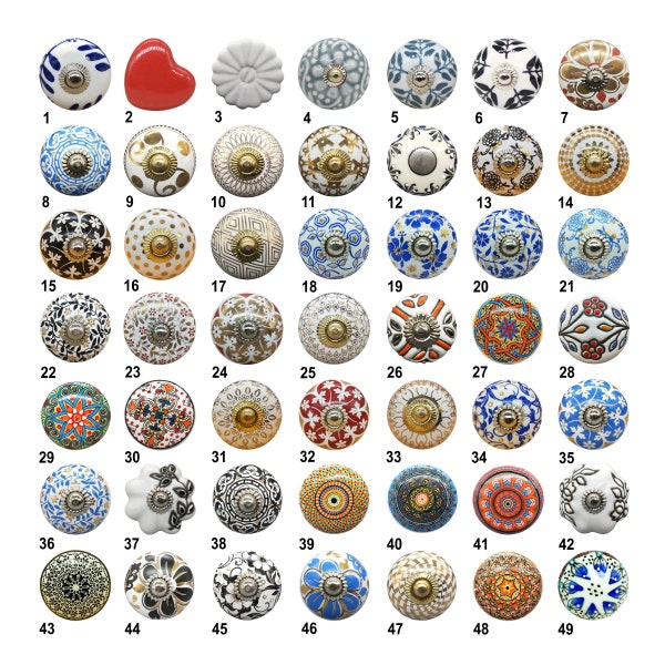 Premium Unique Style Hand Painted Ceramic Knobs/Drawer Pulls/ Furniture door knobs/Stunning Ceramic Knobs/ Instant Makeover To Old Furniture