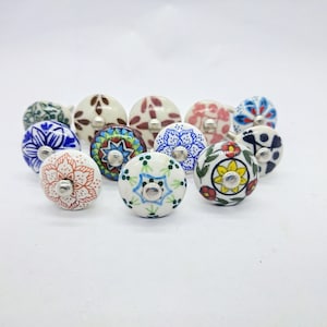 1 Inch Diameter Assorted round shape 3 CM Crater Knob, Small multi color Artistic Cabinet Knobs and Furniture Hardware, Decorative Handles