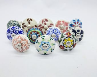 1 Inch Diameter Assorted round shape 3 CM Crater Knob, Small multi color Artistic Cabinet Knobs and Furniture Hardware, Decorative Handles