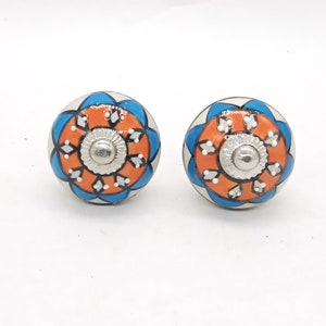 Multi Color Rainbow Design Round Shape Hand Painted Ceramic knobs / Ceramic Drawer Pulls / Cabinet Knobs/ Kitchen Cabinet Door Handles
