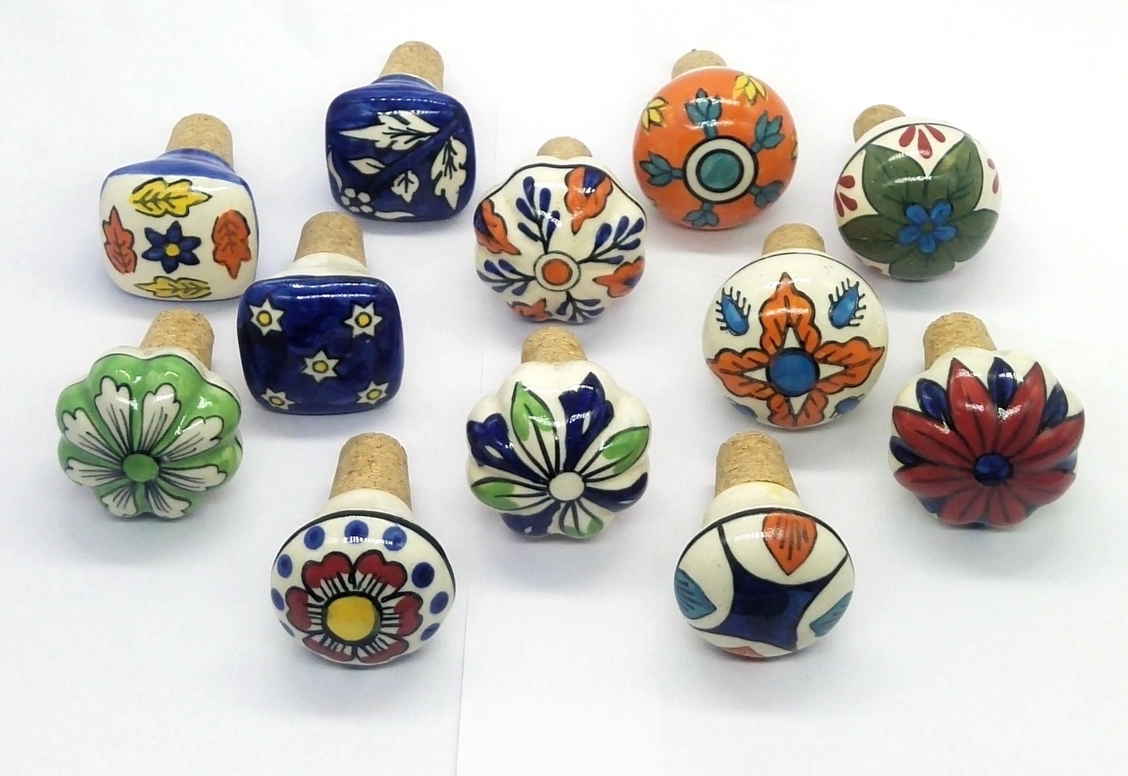 Mixed Designs Ceramic Hand Painted Assorted Wine Bottle Stopper / Bottle Stopper / Bottle Tops / Glass Bottle Stoppers - ONE PIECE