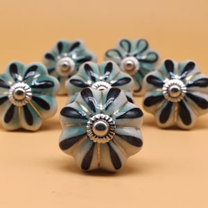 Brilliantly Hand Painted Ceramic knobs / Ceramic Drawer Pulls / Cabinet Knobs/ Kitchen Cabinet Door Handles / Cupboard Knobs