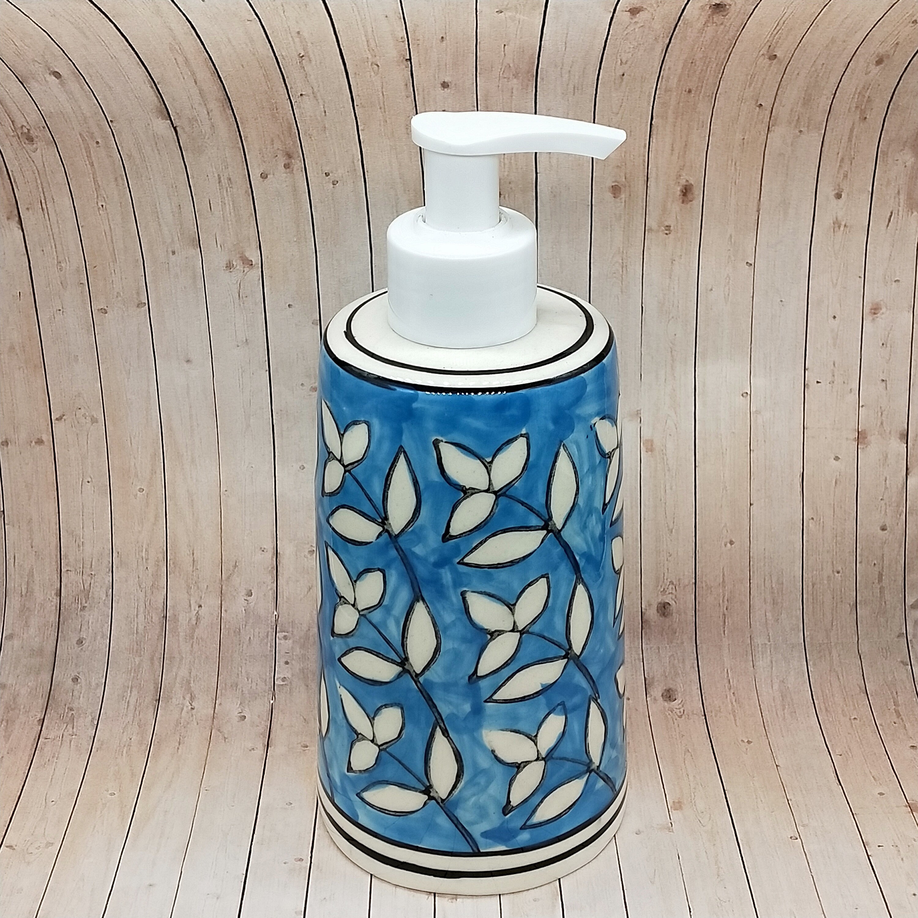 Set of 2 Blue Pottery Soap Dispenser and Soap Dish, Shampoo Dispenser,  Lotion Pump, Refillable Bottles, Handmade Ceramic Dish Soap Dispenser 