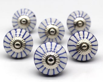 Round Ceramic Hand Painted knobs, Drawer pulls, Cabinet knobs, Kitchen Cupboard Handles