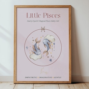 Piccoli Pesci - Poster personalizzato dello zodiaco per neonati, tratti dei Pesci, bambino dei Pesci, regalo per i Pesci, regalo personalizzato di astrologia per neonati