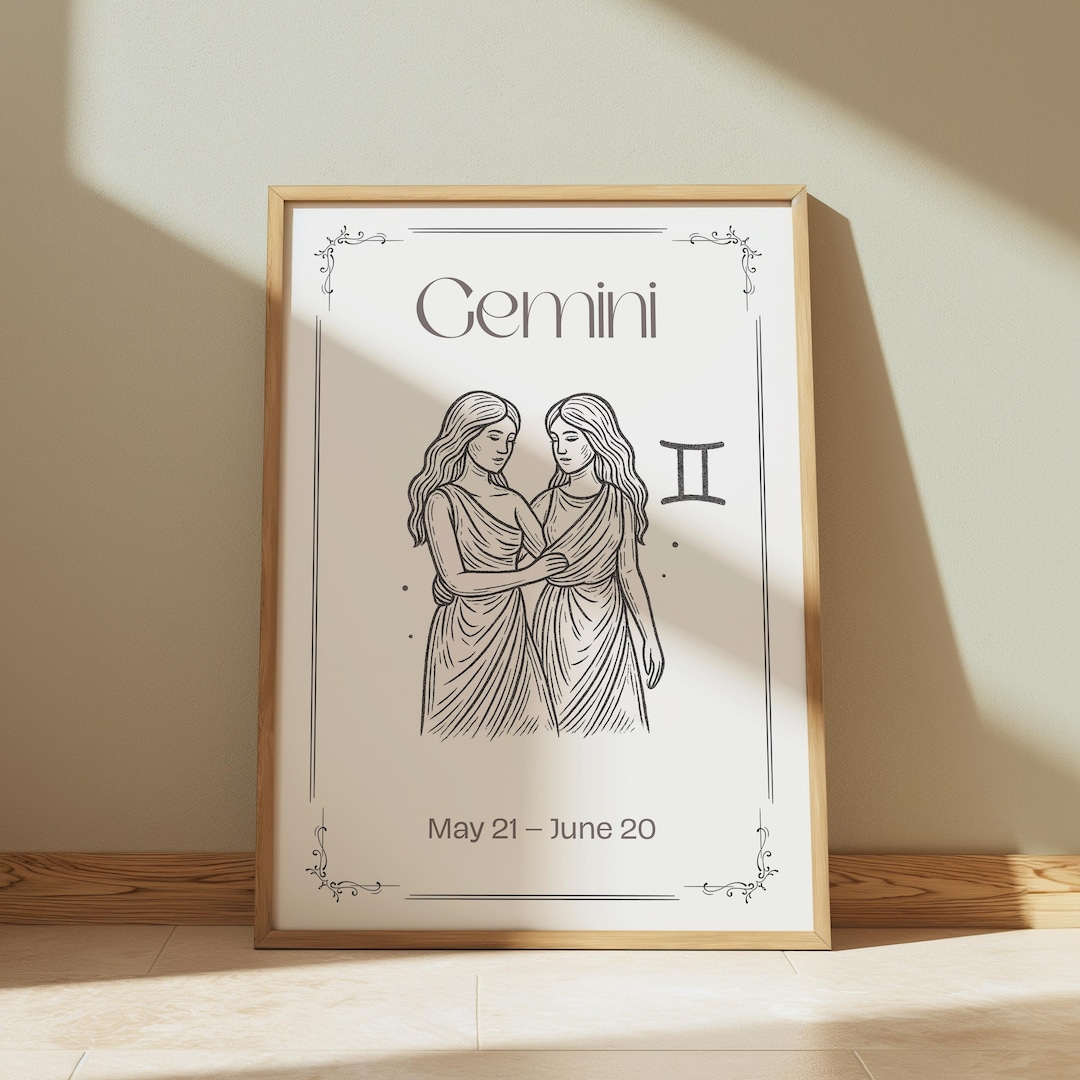 Gemini Zodiac Wall Art Print | Minimalist Gemini Poster | Air Sign ...