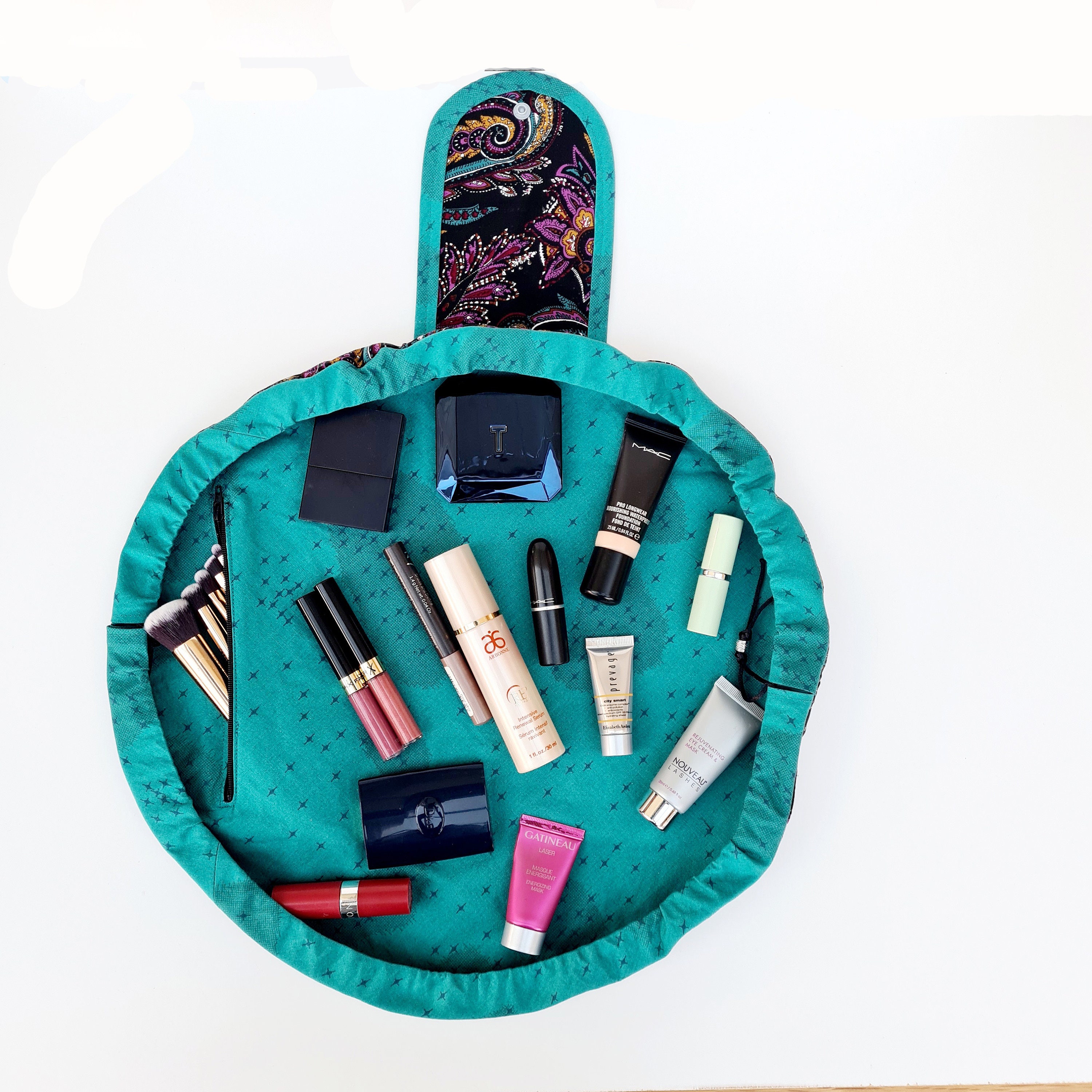 Large Circular Drawstring Makeup Bag Etsy