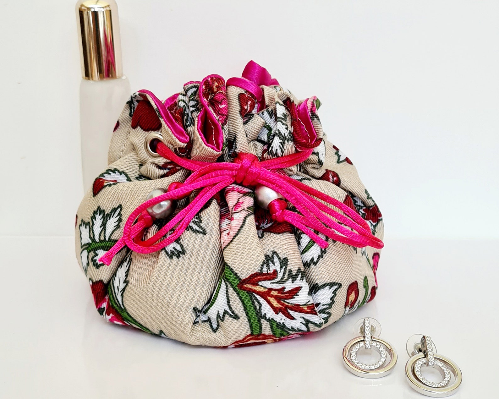 Vintage Style Drawstring Jewellery Bag With 8 Pockets Etsy