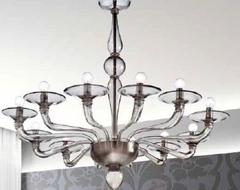 Translucent Murano Glass Chandelier, Contemporary Handblown  Lighting, Venetian Style Ceiling Fixture