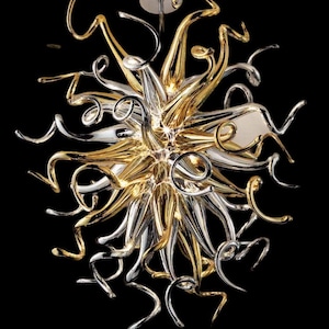 Lámpara de araña Anémona, moderna lámpara de cristal de Murano soplado a mano con 10 luces