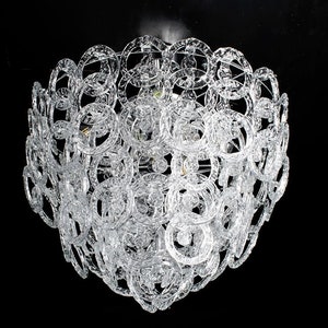 Contemporary Murano Glass Ceiling Light, Clear Glass Chandelier, Luxury Glass Lighting, Large Murano Chandelier