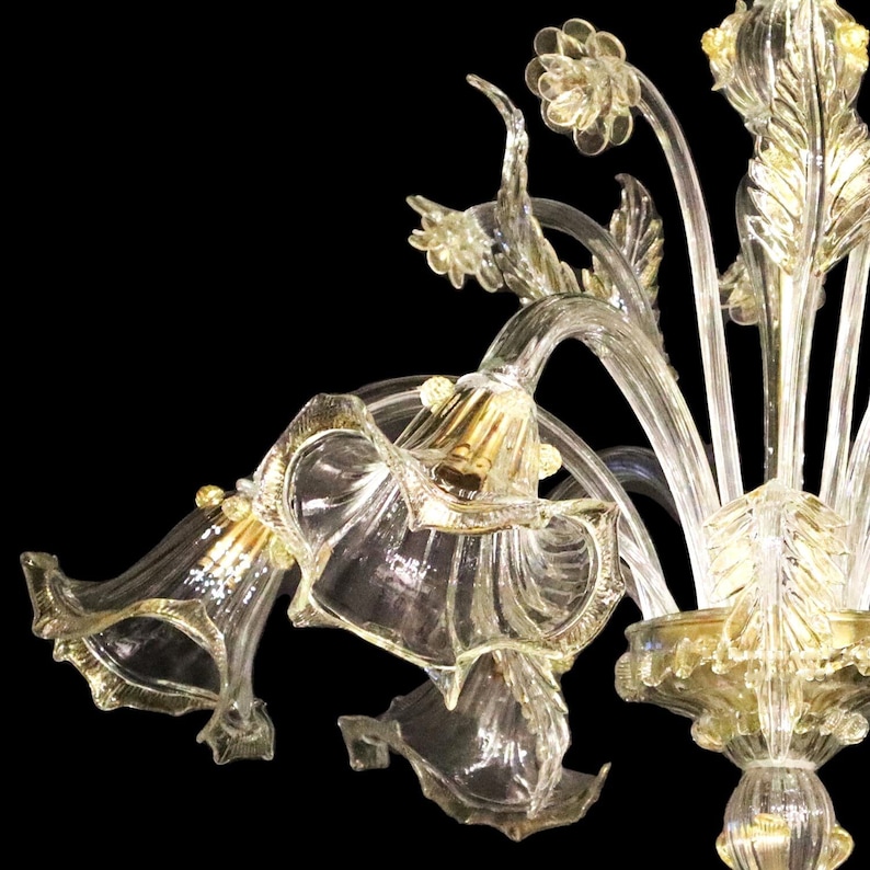 Gold Downward Lights Chandelier Murano Glass Chandelier in Etsy