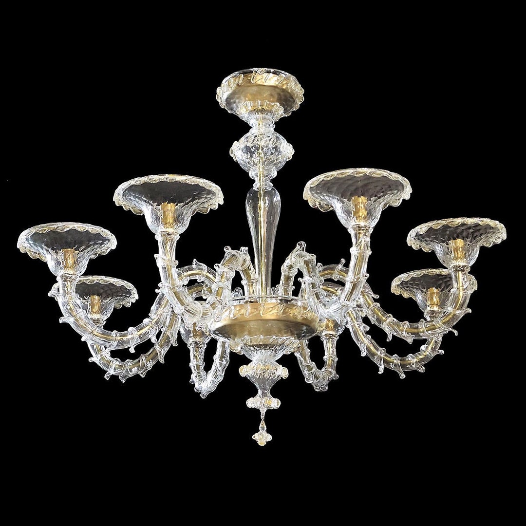 24金ゴールドのアクセントが付いたクリアなクリスタッロシャンデリア