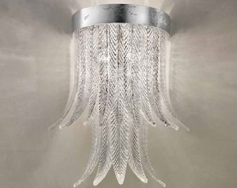 Silver Italian Glass Sciabole Sconce, Art Deco Luxury Lighting, Mid-century Modern Decor, Sconce Lighting, Luxury Wall Lamp