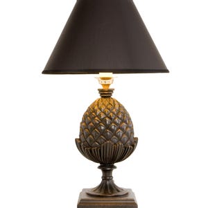 Wood Table Lamp With Black Shade, Italian Hand Carved Lighting, Gilt Wood Tuscan Table Lamp, Vintage Inspired Home Decor