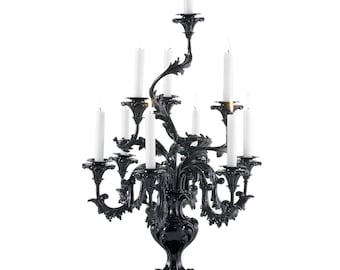 Hand Carved Tuscan Candelabra: Gilt Wood Gothic Table Lamp