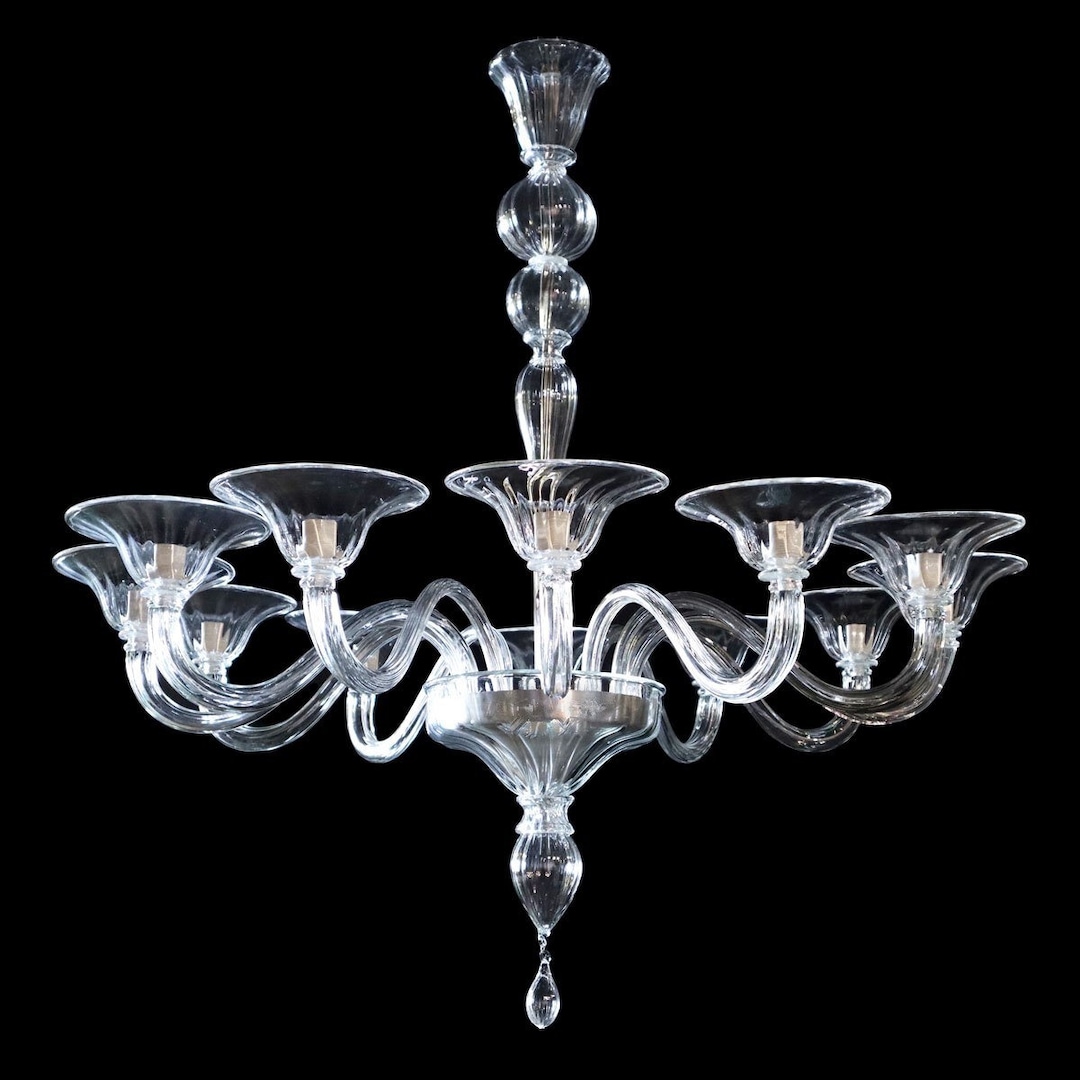 Clear Glass Chandelier With 12 Lights, Custom Chandelier Lighting ...