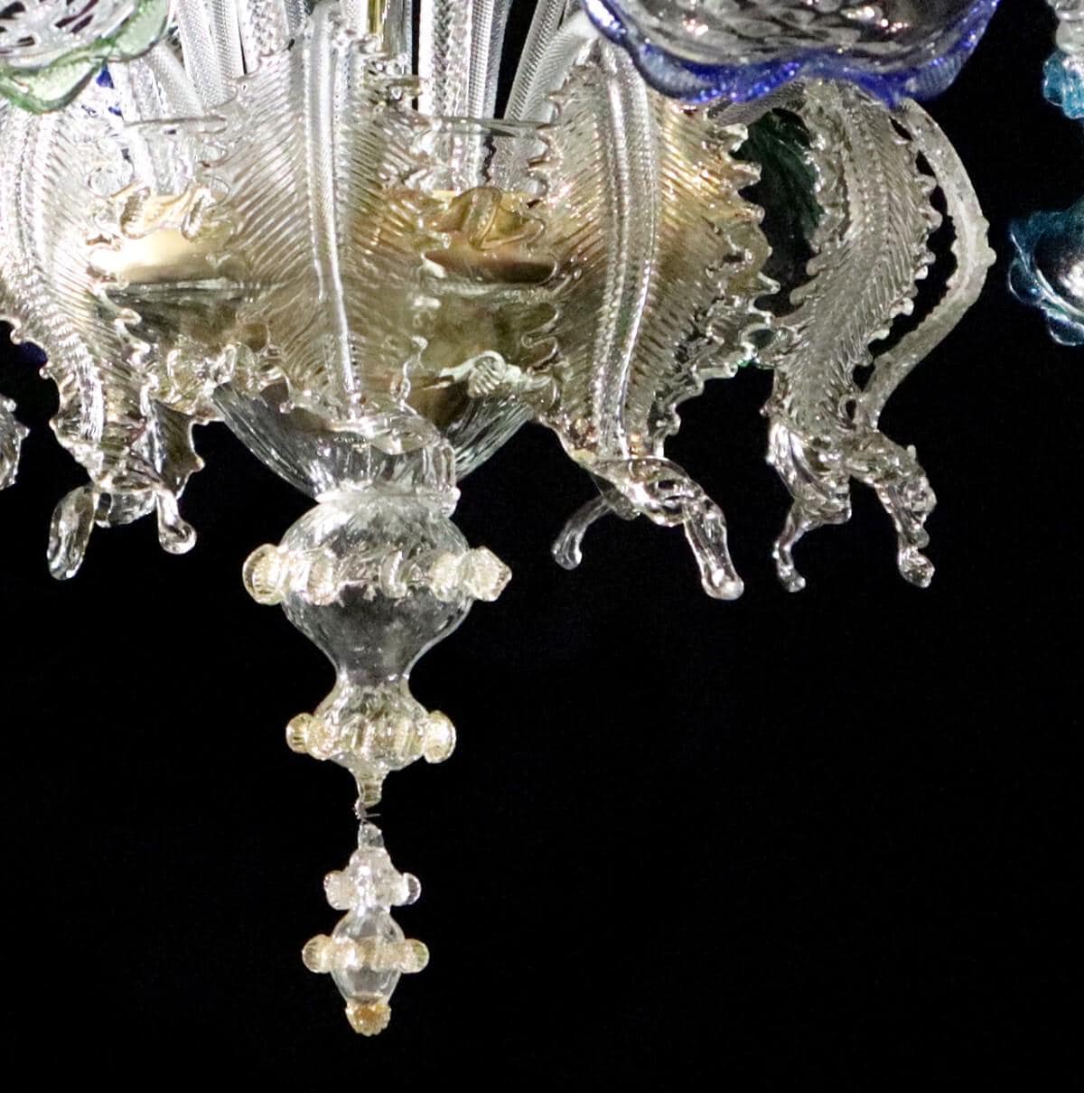 下向きの花柄照明、クラシックなムラーノガラスのユリのシャンデリア