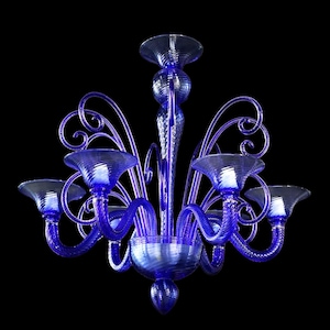Cobalt Blue Chandelier, Murano Glass Lighting, Twisted Pastoral Chandelier, Blue Murano Chandelier, 6 Light Chandelier, Luxury Blue Light