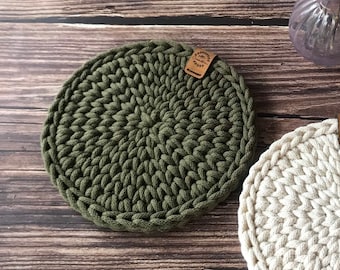 Gehäkeltes Platzset aus recycelter Baumwolle // Tischsets // Untersetzer // Coaster // Hygge // Boho