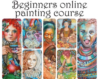 Beginners online oil painting course, Beginner portrait painting classes, Virtual Zoom art classes, Learn to paint,