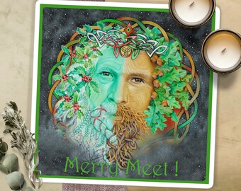 Pagan stickers, merry meet, wiccan art, wheel of the year, pagan art, yule, witchy stickers,