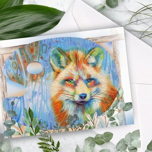 Grande carte de vœux imprimable d’art de renard A5 et A6, cartes de vœux d’art téléchargeables de l’artiste, téléchargement instantané d’illustration d’art de renard