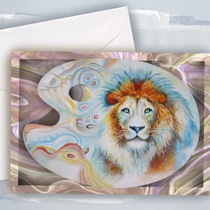 Large lion art card printable, African animals greeting card A5 file, wildlife card downloadable