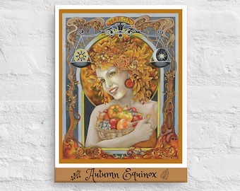 Mabon Leinwanddruck, Herbst Equinox Kunst, Mabon Dekor, Herbst Wandkunst, heidnische Geschenke für Frauen, wiccan wheel of the year,
