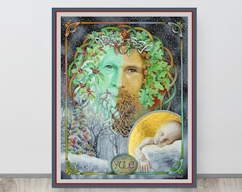 Yule Canvas Print: Winter Solstice, Holly King, Oak King