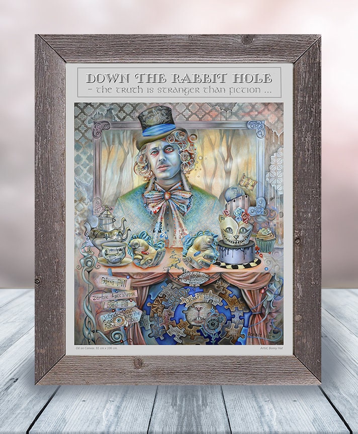 Mad Hatter Art Down the Rabbit Hole Giclée Wall Art Print - Etsy Australia