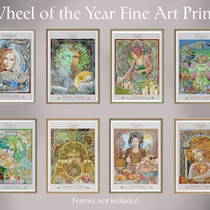 A3 wiccan wheel of the year celtic art nouveau pagan sabbat wall art altar prints