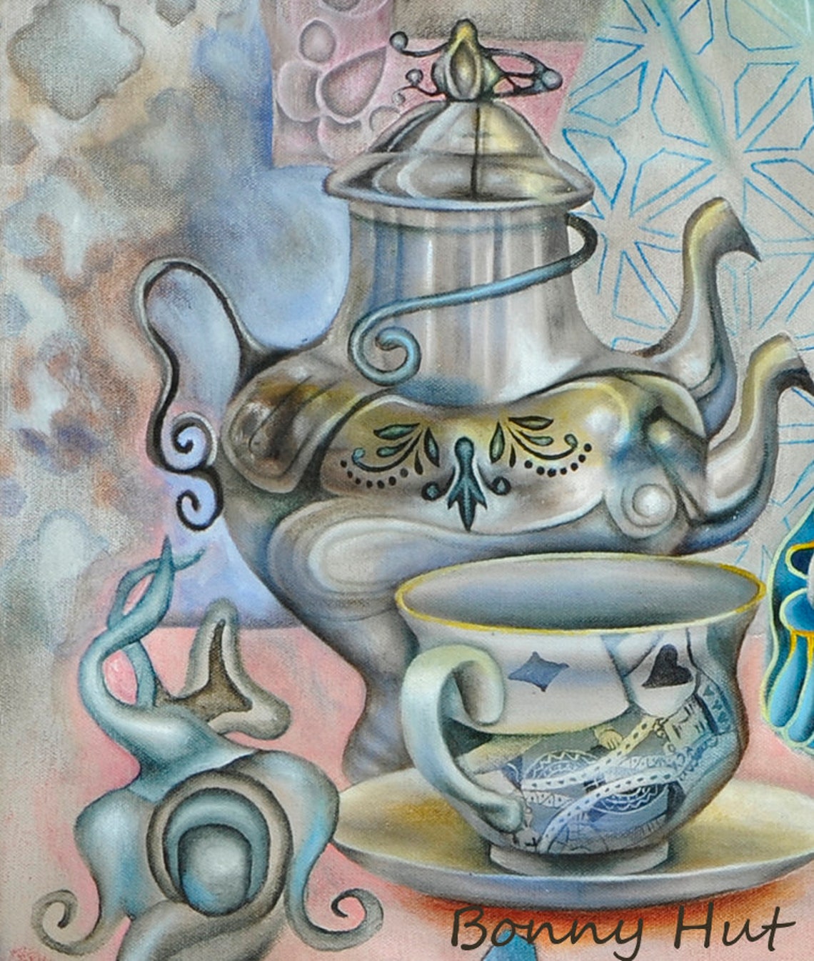 Mad Hatter Art, Down the Rabbit Hole, Giclée Wall Art Print, Cheshire