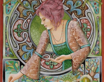 A2 Imbolc lienzo arte imprimir Diosa celta Brigid obra de arte sabbat pagano wicca decoración del hogar