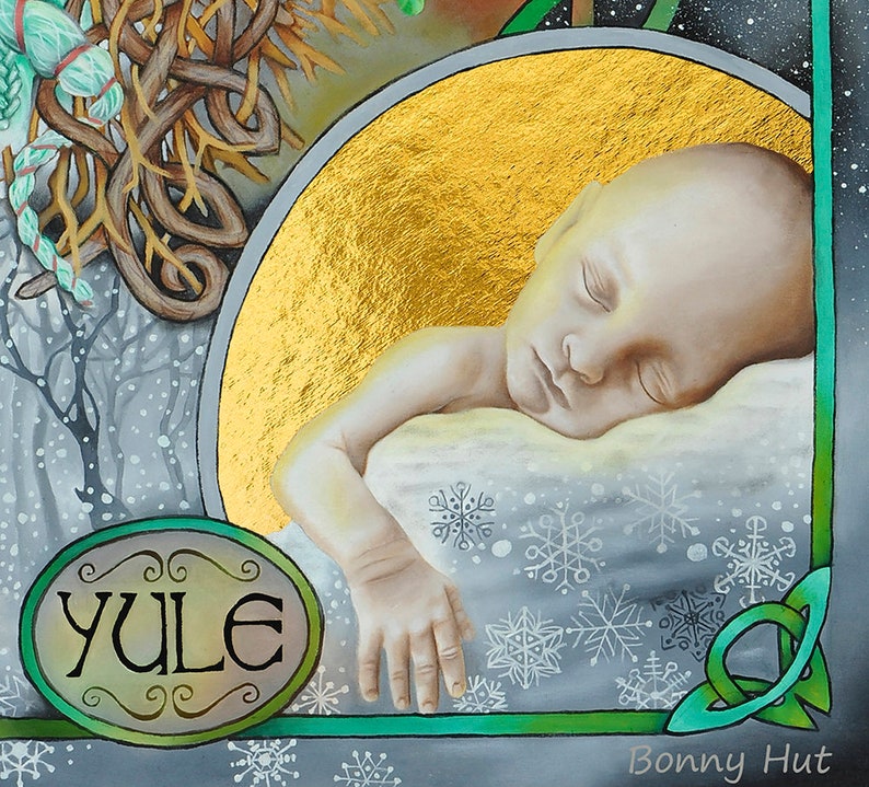 Pagan Christmas sabbat art altar print. Yule winter solstice. Etsy