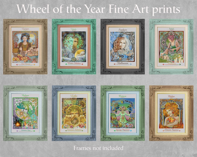 A3 Wiccan Wheel Of The Year Celtic Art Nouveau Pagan Sabbat Etsy
