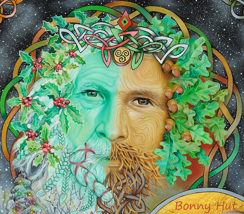 Pagan Christmas sabbat art altar print. Yule winter solstice. Etsy