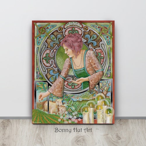 A2 Imbolc canvas art print Celtic Goddess Brigid shops artwork pagan sabbat wiccan home decor