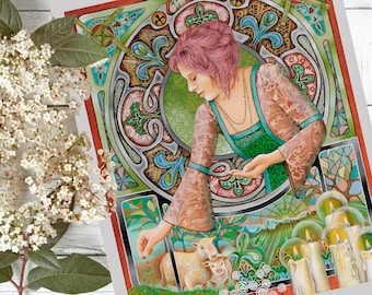 Imbolc Kunst, Göttin Brigid, Rad des Jahres, heidnische Kunst, keltischer Wicca Altar Druck, Hexenkalender,