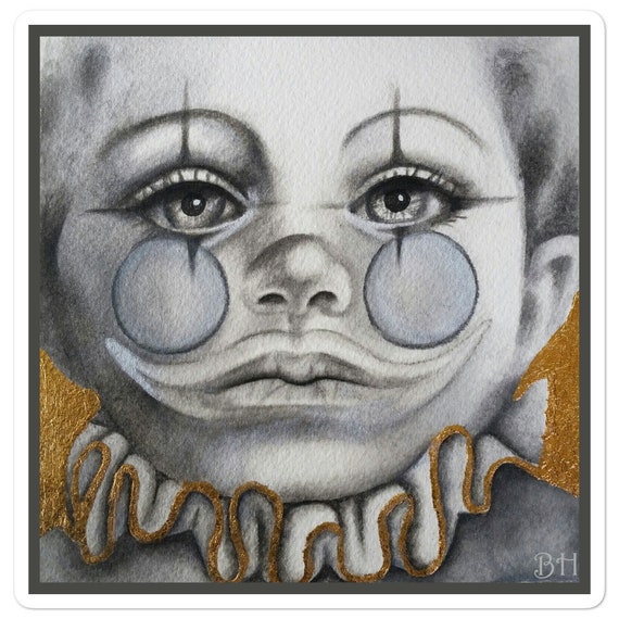 vinyl stickers cute child painting emo sticker clown art etsy