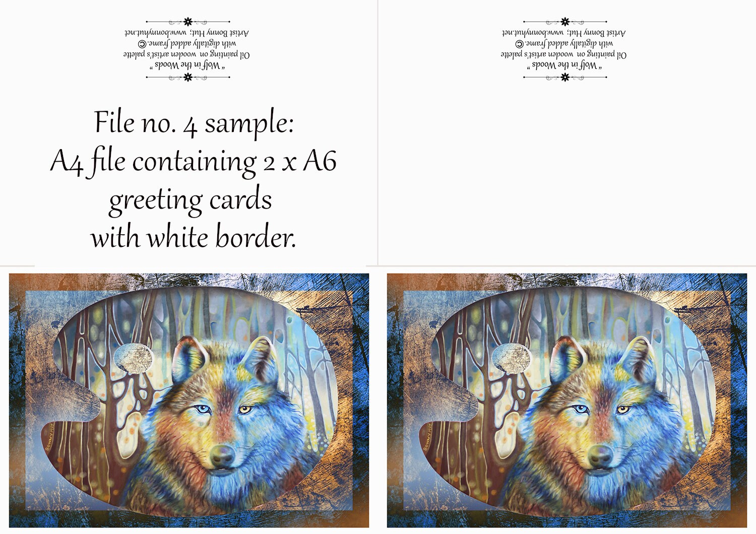 Large Wolf Card Printable Hand Painted Wolf Art Card A5 - Etsy