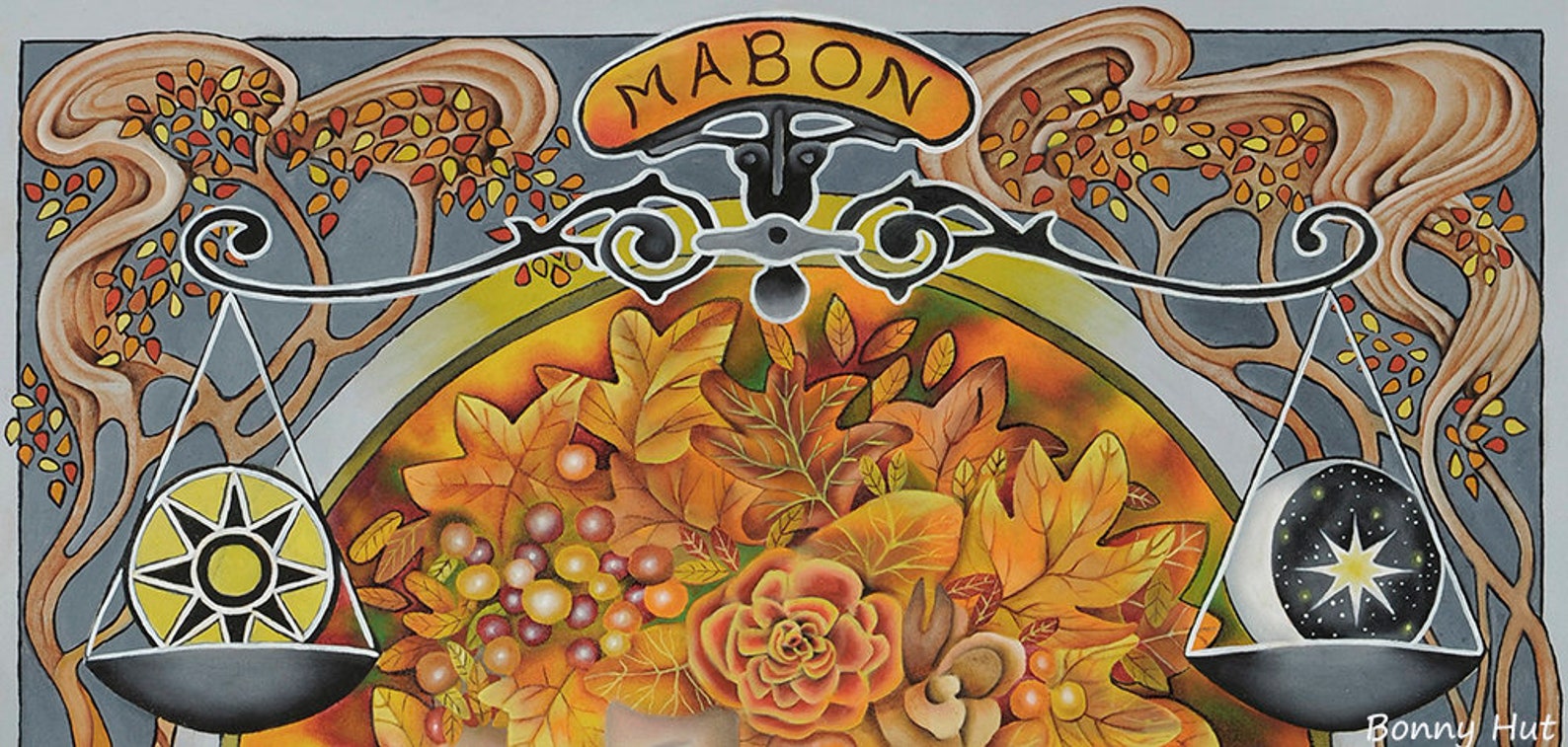 Autumn Equinox Mabon Art Art Nouveau Pagan Sabbat Wiccan Etsy