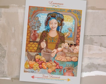 Lammas, Lughnasadh wiccan altar print, wheel of the year, kitchen witch, witchy art, , pagan wall art,