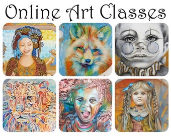 Online Painting Art Class, Watercolor, Oil, Acrylic (Digital Download)