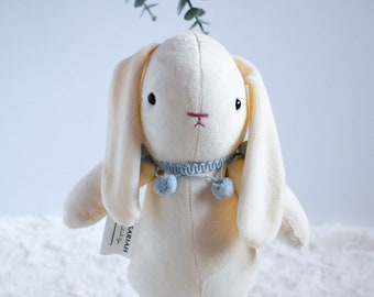 Handmade Heirloom White Bunny Stuffed Animal Toy | Soft Hugging Plushy Doll for Children and Toddler Easter Gift, Baby Shower, Nursery Décor