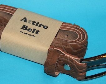 Attire - Belt Brown // Length: 110 cm/43in // Belt made of recycled bicycle tire // upcycling // NEW