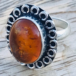 Baltic Amber ring, .925 silver rings, boho,bohemian jewelry,