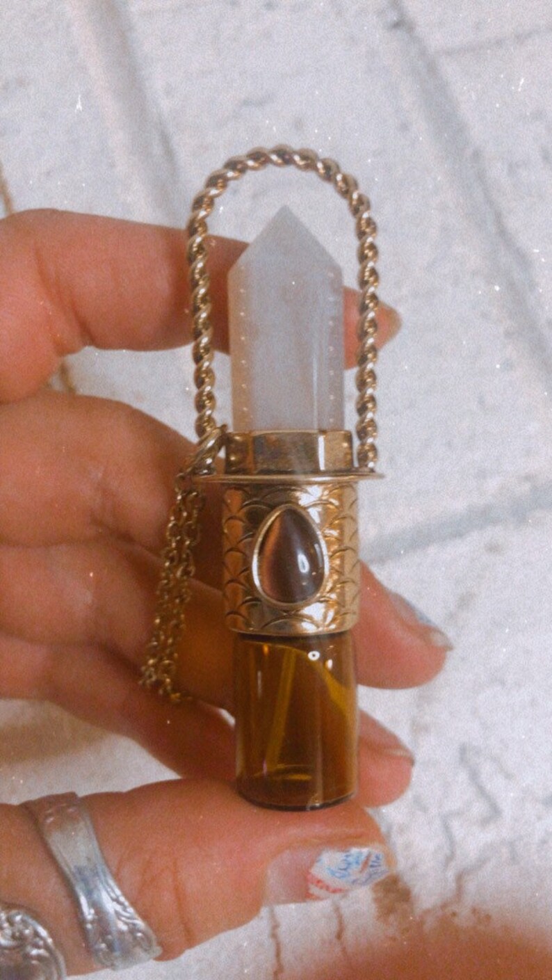 Roller bottle necklace, Custom Crystal point, Essential Oil necklace, Crystal jewelry,mermaid image 5